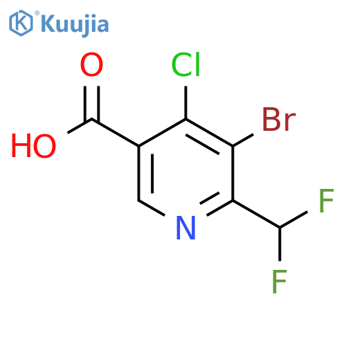 3-Bromo-4-chloro-2-(difluoromethyl)pyridine-5-carboxylic acid structure