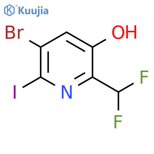 5-Bromo-2-(difluoromethyl)-3-hydroxy-6-iodopyridine structure