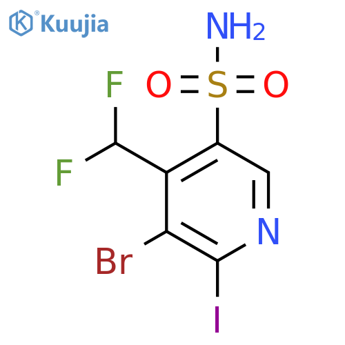 3-Bromo-4-(difluoromethyl)-2-iodopyridine-5-sulfonamide structure