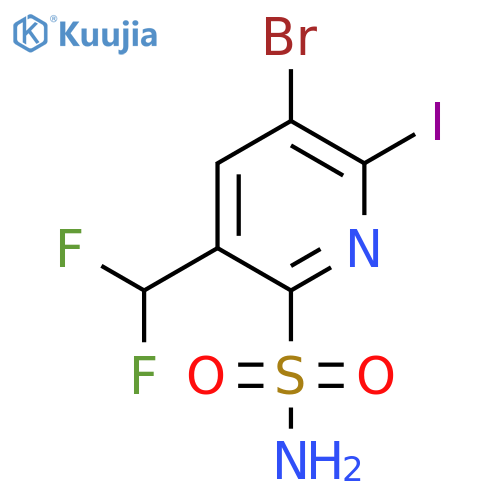 3-Bromo-5-(difluoromethyl)-2-iodopyridine-6-sulfonamide structure