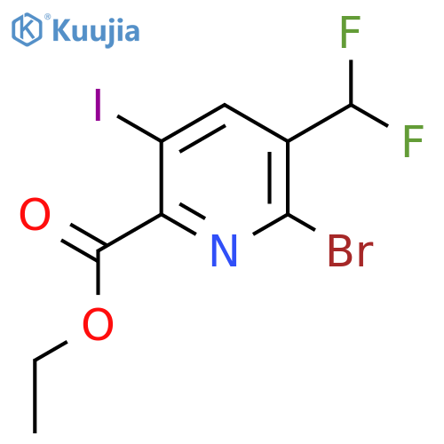 Ethyl 2-bromo-3-(difluoromethyl)-5-iodopyridine-6-carboxylate structure