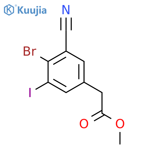Methyl 4-bromo-3-cyano-5-iodophenylacetate structure