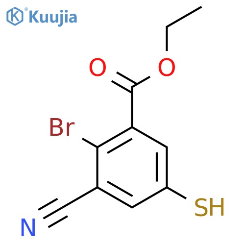 Ethyl 2-bromo-3-cyano-5-mercaptobenzoate structure