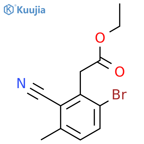 Ethyl 6-bromo-2-cyano-3-methylphenylacetate structure
