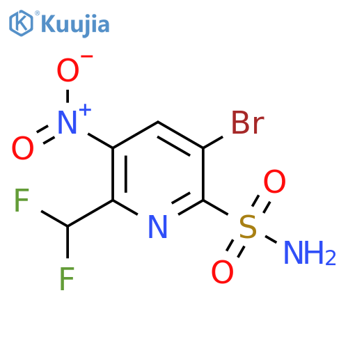 5-Bromo-2-(difluoromethyl)-3-nitropyridine-6-sulfonamide structure
