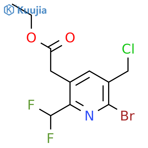 Ethyl 2-bromo-3-(chloromethyl)-6-(difluoromethyl)pyridine-5-acetate structure