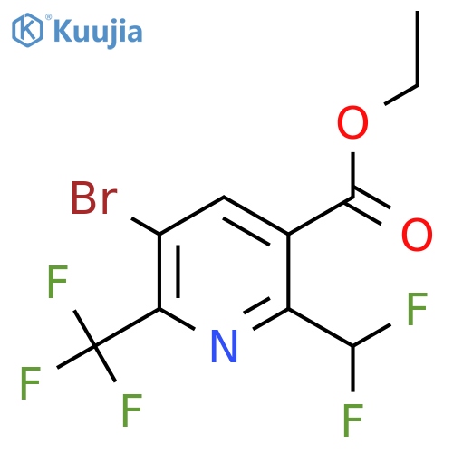Ethyl 3-bromo-6-(difluoromethyl)-2-(trifluoromethyl)pyridine-5-carboxylate structure