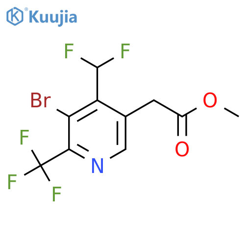 Methyl 3-bromo-4-(difluoromethyl)-2-(trifluoromethyl)pyridine-5-acetate structure