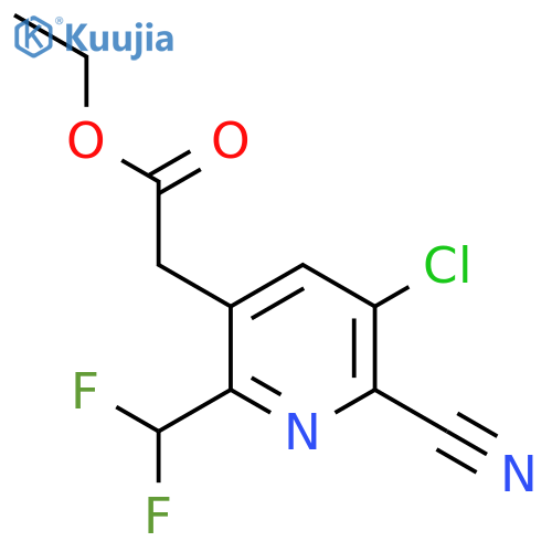 Ethyl 3-chloro-2-cyano-6-(difluoromethyl)pyridine-5-acetate structure