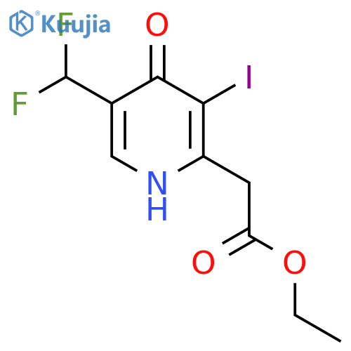 Ethyl 5-(difluoromethyl)-4-hydroxy-3-iodopyridine-2-acetate structure