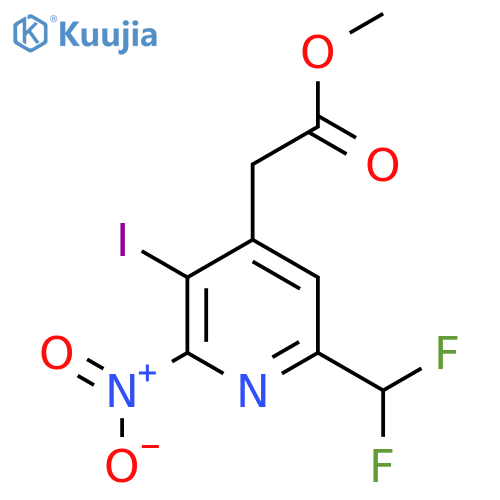 Methyl 6-(difluoromethyl)-3-iodo-2-nitropyridine-4-acetate structure