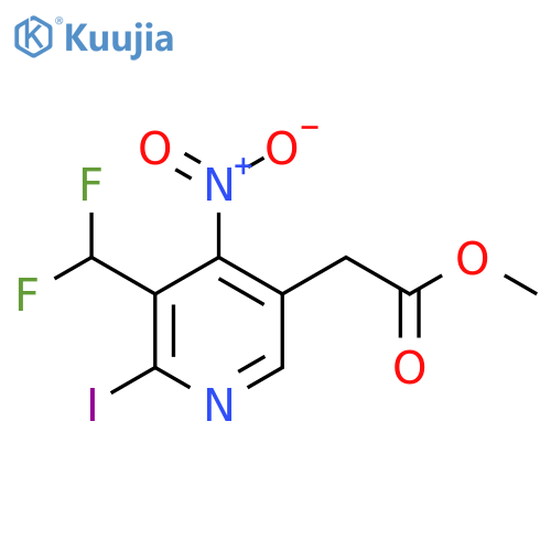 Methyl 3-(difluoromethyl)-2-iodo-4-nitropyridine-5-acetate structure