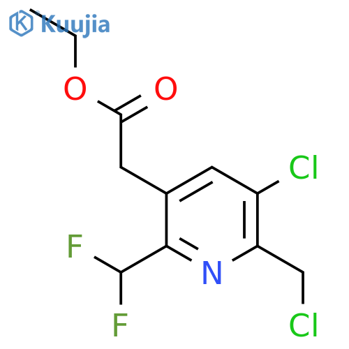 Ethyl 3-chloro-2-(chloromethyl)-6-(difluoromethyl)pyridine-5-acetate structure