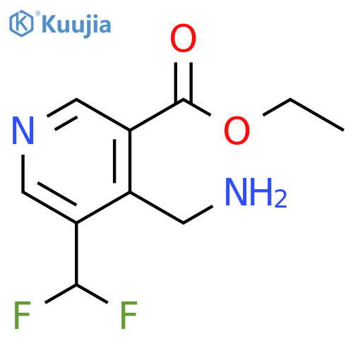 3-Pyridinecarboxylic acid, 4-(aminomethyl)-5-(difluoromethyl)-, ethyl ester structure