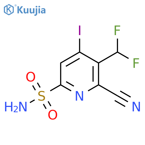 2-Cyano-3-(difluoromethyl)-4-iodopyridine-6-sulfonamide structure