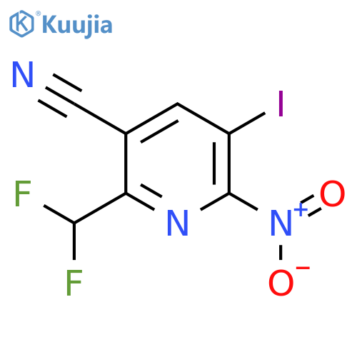 3-Cyano-2-(difluoromethyl)-5-iodo-6-nitropyridine structure