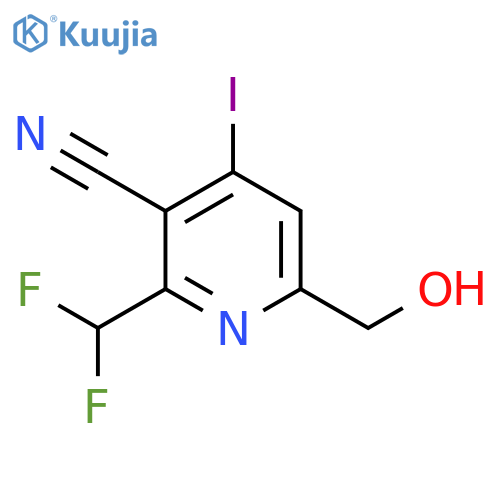 3-Cyano-2-(difluoromethyl)-4-iodopyridine-6-methanol structure