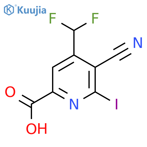 3-Cyano-4-(difluoromethyl)-2-iodopyridine-6-carboxylic acid structure