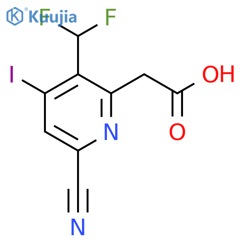 6-Cyano-3-(difluoromethyl)-4-iodopyridine-2-acetic acid structure
