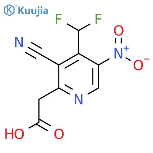 3-Cyano-4-(difluoromethyl)-5-nitropyridine-2-acetic acid structure