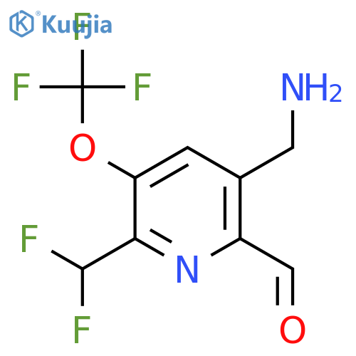 5-(Aminomethyl)-2-(difluoromethyl)-3-(trifluoromethoxy)pyridine-6-carboxaldehyde structure
