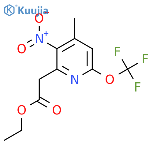 Ethyl 4-methyl-3-nitro-6-(trifluoromethoxy)pyridine-2-acetate structure