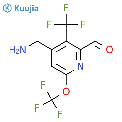 4-(Aminomethyl)-6-(trifluoromethoxy)-3-(trifluoromethyl)pyridine-2-carboxaldehyde structure