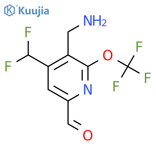3-(Aminomethyl)-4-(difluoromethyl)-2-(trifluoromethoxy)pyridine-6-carboxaldehyde structure