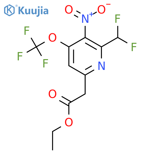 Ethyl 2-(difluoromethyl)-3-nitro-4-(trifluoromethoxy)pyridine-6-acetate structure