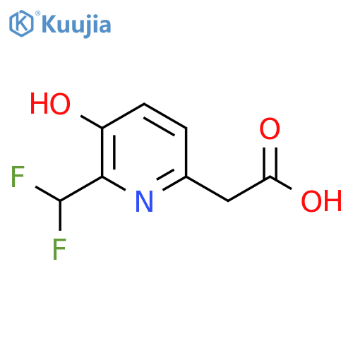 2-(Difluoromethyl)-3-hydroxypyridine-6-acetic acid structure