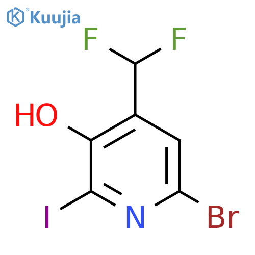 6-Bromo-4-(difluoromethyl)-3-hydroxy-2-iodopyridine structure