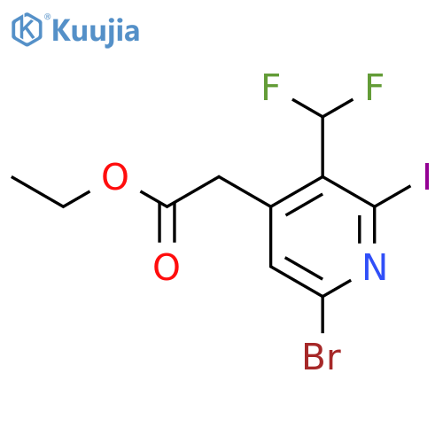 Ethyl 6-bromo-3-(difluoromethyl)-2-iodopyridine-4-acetate structure