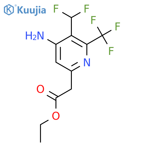 Ethyl 4-amino-3-(difluoromethyl)-2-(trifluoromethyl)pyridine-6-acetate structure