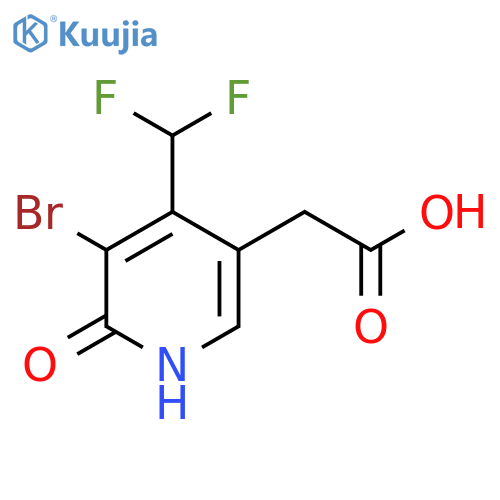 3-Bromo-4-(difluoromethyl)-2-hydroxypyridine-5-acetic acid structure