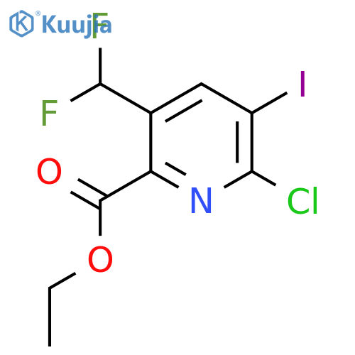 Ethyl 2-chloro-5-(difluoromethyl)-3-iodopyridine-6-carboxylate structure