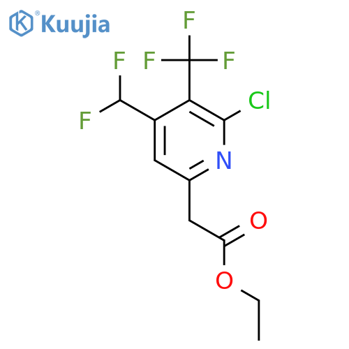 Ethyl 2-chloro-4-(difluoromethyl)-3-(trifluoromethyl)pyridine-6-acetate structure