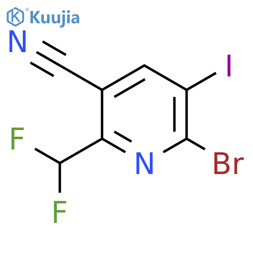 2-Bromo-5-cyano-6-(difluoromethyl)-3-iodopyridine structure