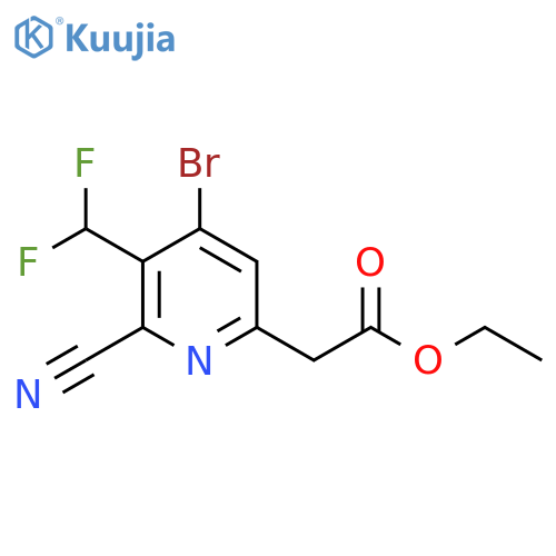 Ethyl 4-bromo-2-cyano-3-(difluoromethyl)pyridine-6-acetate structure