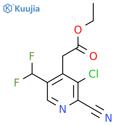 Ethyl 3-chloro-2-cyano-5-(difluoromethyl)pyridine-4-acetate structure