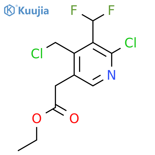 Ethyl 2-chloro-4-(chloromethyl)-3-(difluoromethyl)pyridine-5-acetate structure