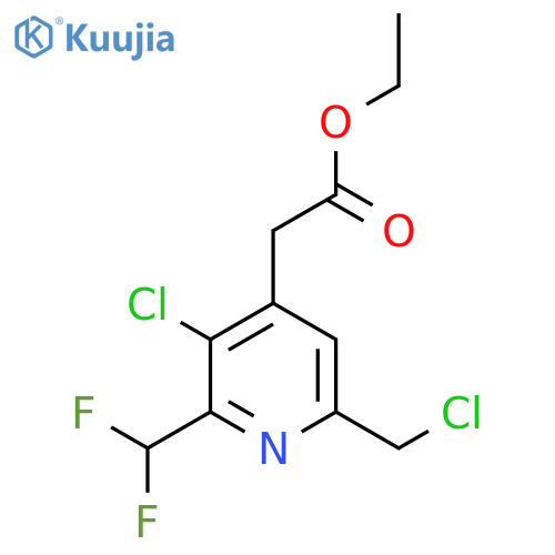 Ethyl 3-chloro-6-(chloromethyl)-2-(difluoromethyl)pyridine-4-acetate structure