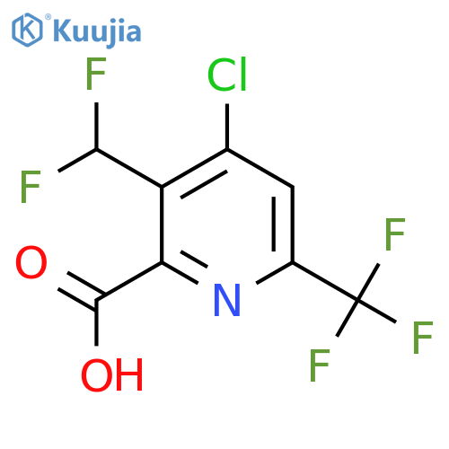 4-Chloro-3-(difluoromethyl)-6-(trifluoromethyl)pyridine-2-carboxylic acid structure