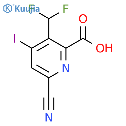 6-Cyano-3-(difluoromethyl)-4-iodopyridine-2-carboxylic acid structure