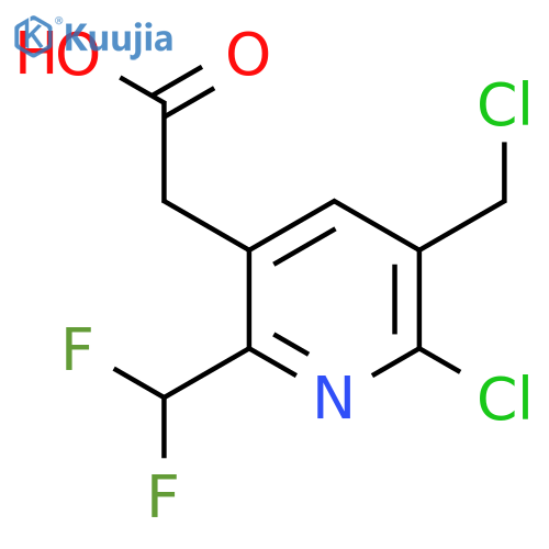2-Chloro-3-(chloromethyl)-6-(difluoromethyl)pyridine-5-acetic acid structure