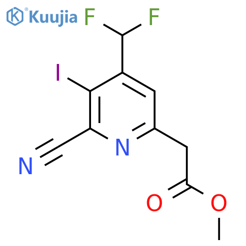 Methyl 2-cyano-4-(difluoromethyl)-3-iodopyridine-6-acetate structure