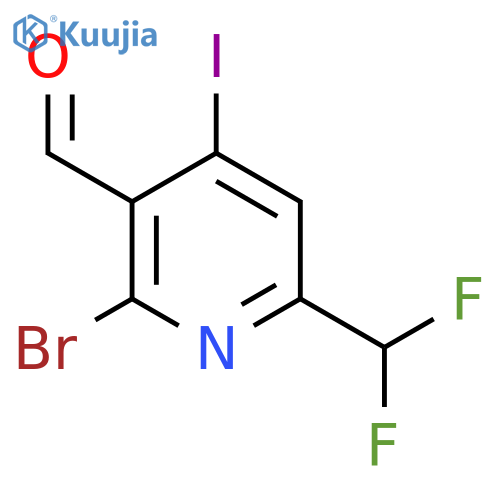 2-Bromo-6-(difluoromethyl)-4-iodopyridine-3-carboxaldehyde structure