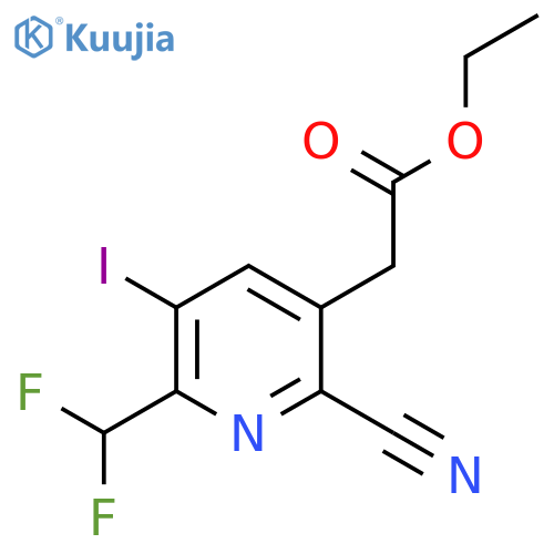 Ethyl 2-cyano-6-(difluoromethyl)-5-iodopyridine-3-acetate structure