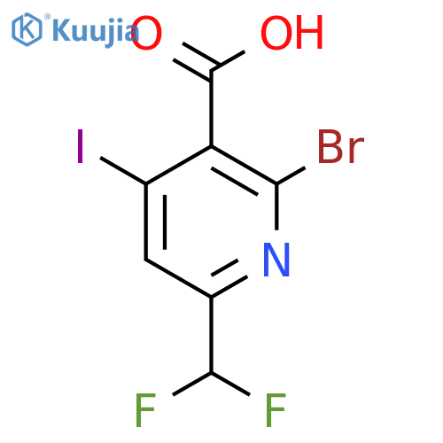 2-Bromo-6-(difluoromethyl)-4-iodopyridine-3-carboxylic acid structure