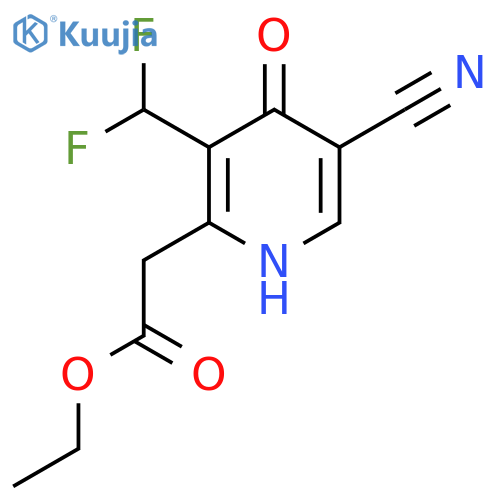 Ethyl 5-cyano-3-(difluoromethyl)-4-hydroxypyridine-2-acetate structure
