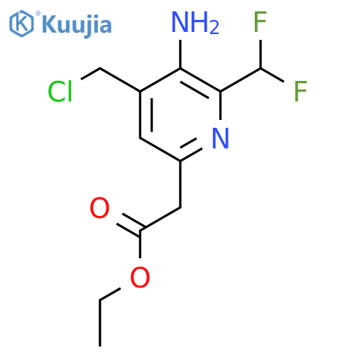 Ethyl 3-amino-4-(chloromethyl)-2-(difluoromethyl)pyridine-6-acetate structure